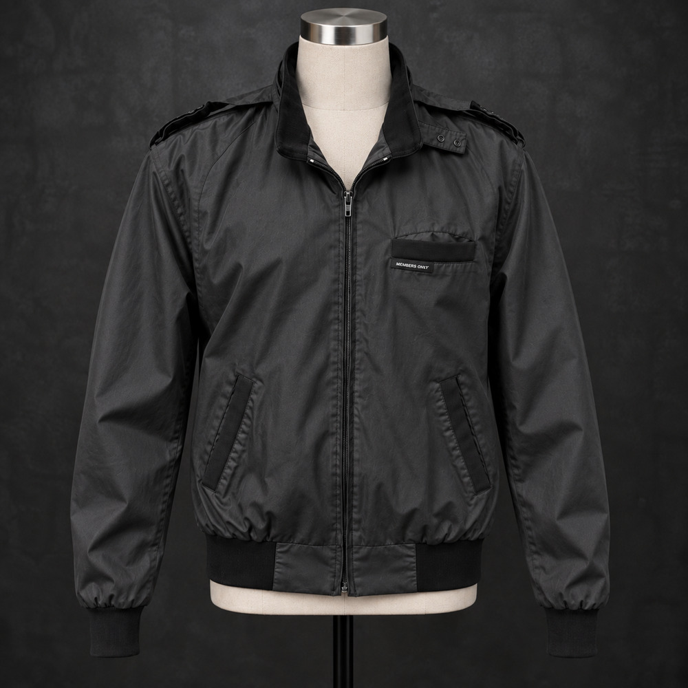 Members Only Mens Classic Racer Cafe Jacket Bomber Black Full Zip Size 40 Medium